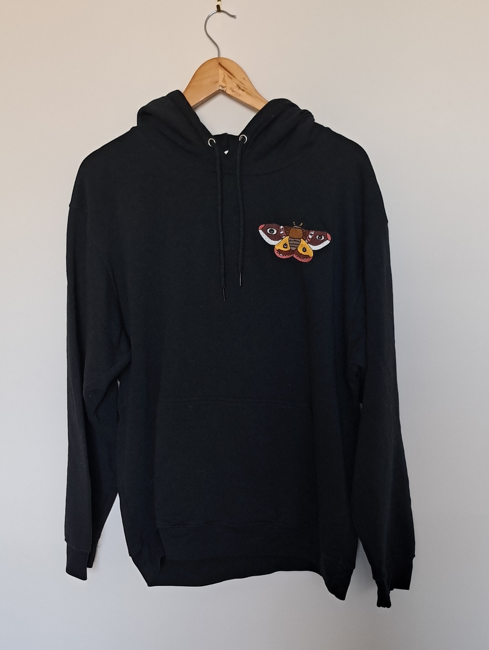 Hand Embroidered Moth Sweater, Black